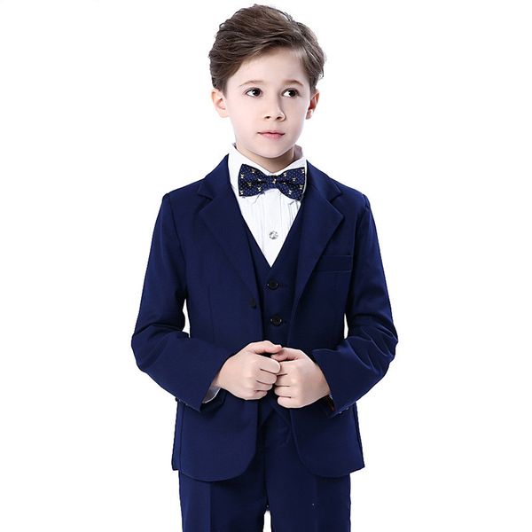 

children wedding suit for boys long sleeves shirts 2-8 years boys suits and blazers 3pcs handsome toddler clothing set new, Black