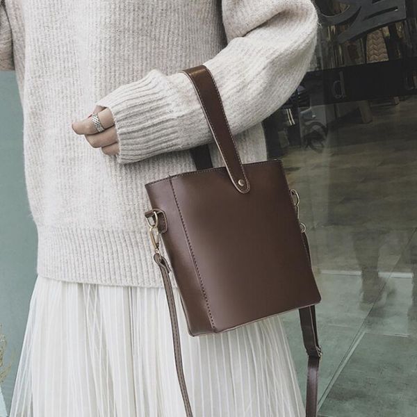 

women mini bag korean pu leather simple versatile bucket ag handbags crossbody bags female girls casual shoulder messenger bags