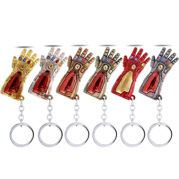 

movie 4 endgame iron man infinity glove gauntlet keychain metal alloy keyrings ironman fist pendant key chain, Silver