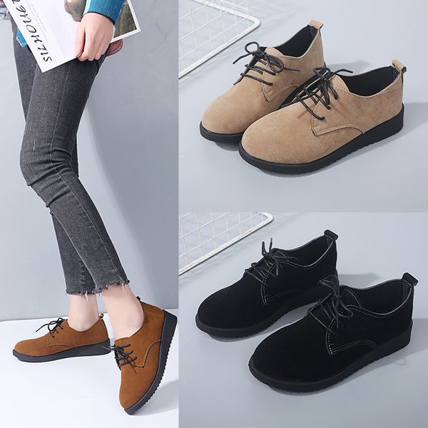 

plus size 34-43 women lace up casual shoes platform woman flats faux suede sneakers ladies black flat shoes zapatos mujer 7664g
