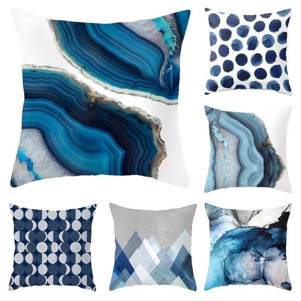 

creative blue beach/forest abstract design cushion covers 45x45cm home/office sofa waist pillow covers polyester pillowcase b4