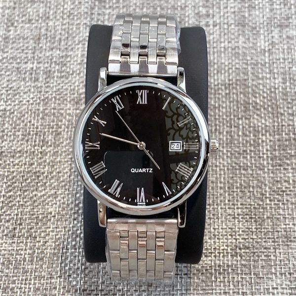 

2019 classic fashion watch simple man wristwatch with date calendar steel luxury nice male clock dress popular watches rome mark, Slivery;brown