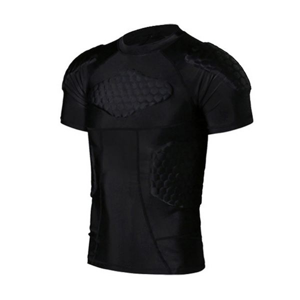 

men's boys padded compression shirt rib protector for football paintball, Black;blue