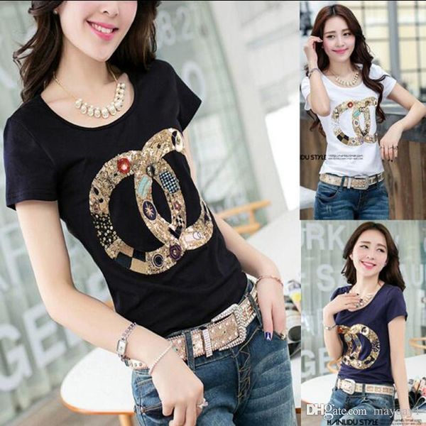 

Женщины Марка 2017 Лето Стиль Дамы О-Образным Вырезом С Коротким Рукавом Печати Кан