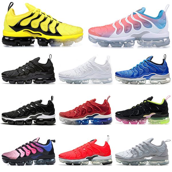 

tn plus bumblebee running shoes for men women triple black white lava glow mens designer shoe trainers sports sneakers size 36-45