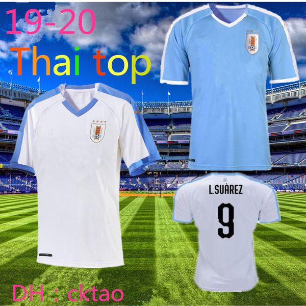 

thai 2019 copa america uruguay soccer jersey 19/20 home 9 l.suarez 21 e.cavani soccer shirt #3 d.godin away national team football uniforms, Black