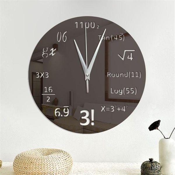 

math equations acrylic wall clock mirror sticker livingroom classroom decoration watch home design horloge murale reloj de pared