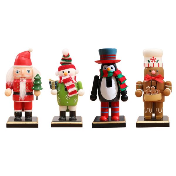 

christmas wooden nutcracker figurines xmas deskdecoration ornaments santa snowman puppet gift christmas decorations for home