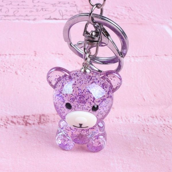 

новый медведь порошок перемещение жидкий брелок фантазия брелок блеск зыбучие пески звездный брелок ключи от машины кулон творческий подарок, Silver