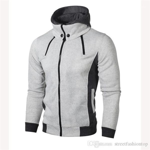 

new casual coat double pull hooded sweater trend homme sports jacket fashion cardigan mens spring designer, Black;brown