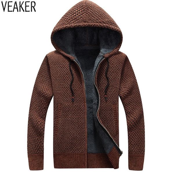 

2018 autumn new men's hooded sweater coat winter thick sweaters jacket male solid color slim fit wool fur sweater outerwear 3xl, White;black