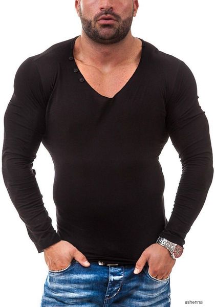 

mens designer t shirt men's wear autumn youth popular personality slim fit pullover button solid color long sleeve men t shirt05xsswlg, White;black
