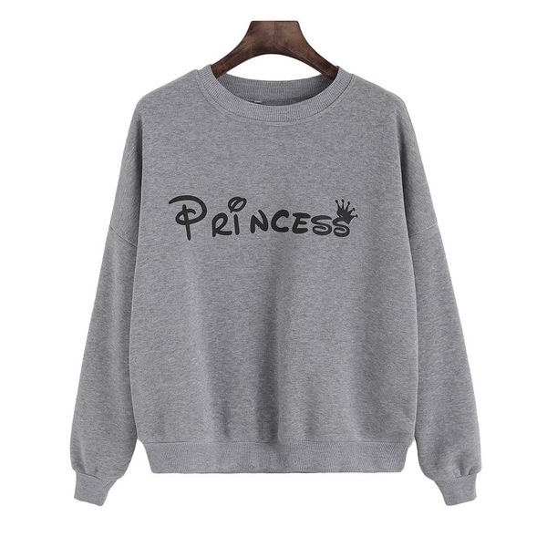 

women's long-sleeved hoodie letter printing round neck solid color wild autumn and winter sweatshirt pullover#40, Black