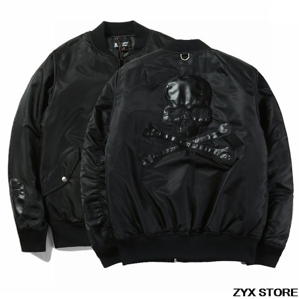 

2017 versionmastermind japan mmj street brand dark style women men ma1 bomber jacket coat skull embroider men jackets, Black;brown