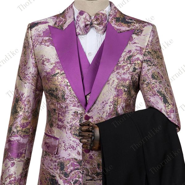 

thorndike men's suit jackets+pants+vest fashion autumn light purple jacquard sell handsome large size xs-5xl, White;black