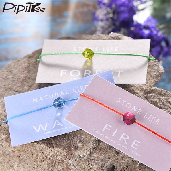 

pipitree irregular multi-faceted tiger eye natural stone bead bracelet chakra healing real crystal bracelets rope boho jewelry, Golden;silver