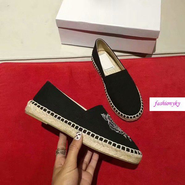 

роскошь горячая вышитые соломы обувь с головы тигра вышитые соломы обувь, Black