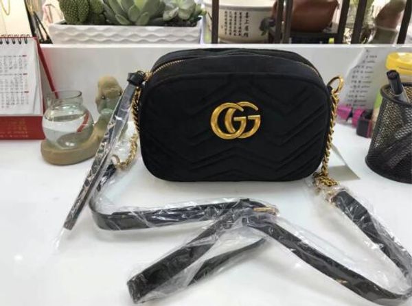 

shiopping 2017 new gift fashion black chain makeup bag famous luxury party bag marmont velvet shoulder bag womendesigner bags