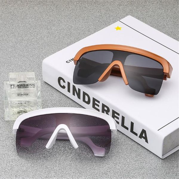 

modern women retro semi-rimless sunglasses siamese lens sun glasses anti-uv spectacles oversize frame eyeglasses adumbral goggle eyewear a, White;black