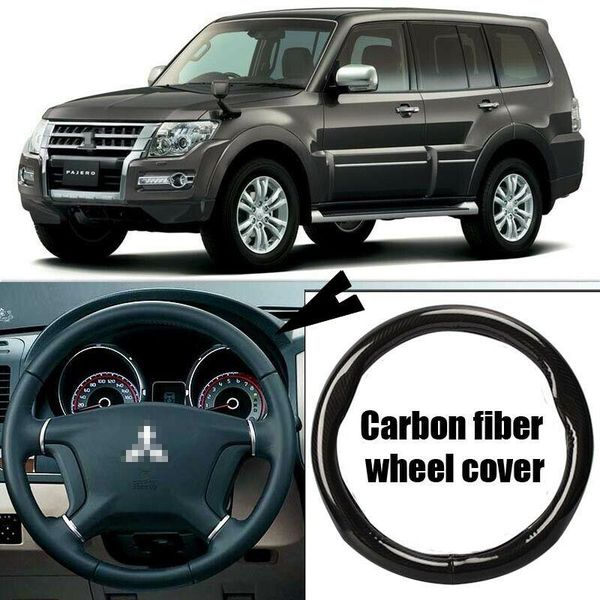 

car-styling black carbon fiber pvc leather car steering wheel cover for mitsubishi pajero