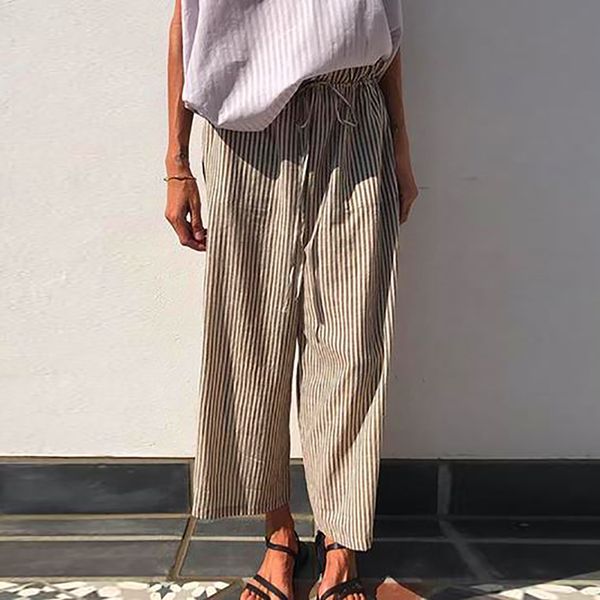 

women's summer trousers female joggers palazzo high waist wide leg culottes cotton linen trousers loose cargo pants for women, Black;white