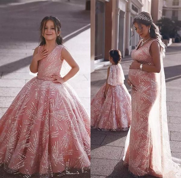 

shiny pink flower girl dresses for weddings 2020 elegant ball gown kids pageant gowns first communion dress and pregnant gowns, White;blue