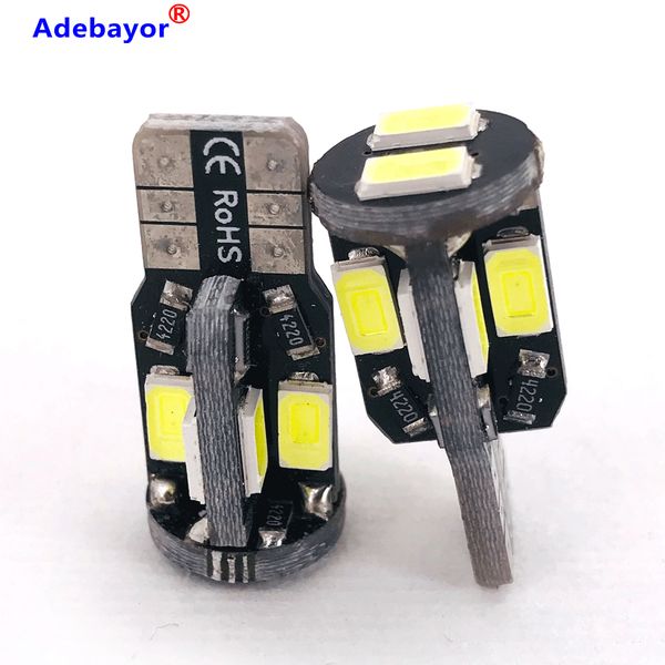 

50pcs t10 led w5w t10 10smd 5630 5730 led canbus no error car auto bulb indicator light parking lamps white 12v