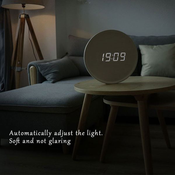 Relógios de parede LED Tabela digital relógio espelho de alarme oco design moderno relógio para casa sala de estar decoração madeira branca1