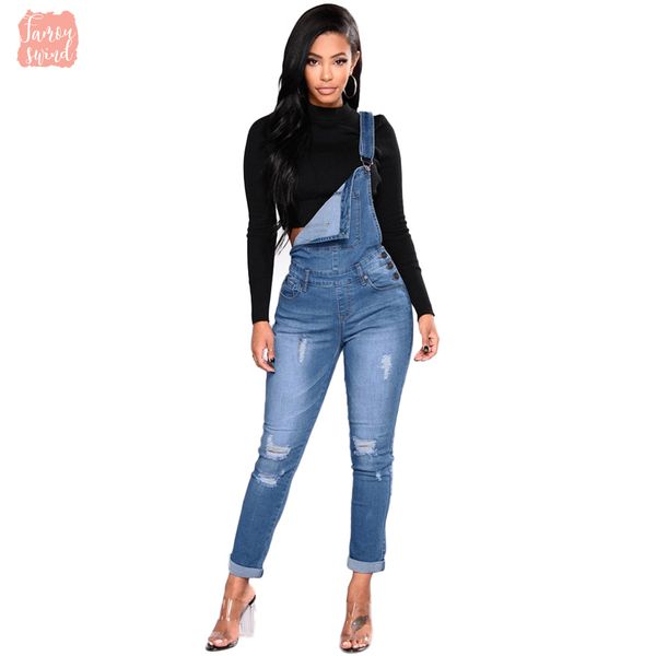

denim rompers women ripped stretch dungarees high waist long jeans pencil pants 2019 new jumpsuit blue jeans jumpsuits, Black;white
