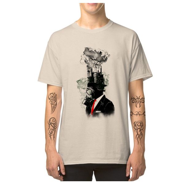 

business man & tees o neck 100% cotton t-shirt fallout air gas mask printed t shirt retro punk male streetwear mens shirt, White;black