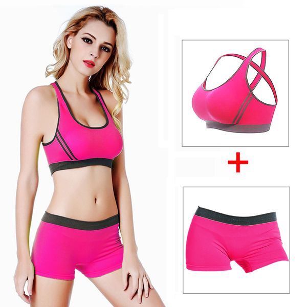 

hot sports set cross-back спорт бюстгальтер short gym рубашка спортивный жилет йога бюстгальтеры pant девушки женщины bh сна одежда йога кос, White;red