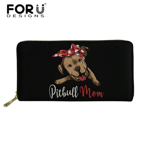 

forudesigns high capacity fashion pit bull women long wallet pu leather wallet clutch coin purse ladies clutch money phone bag, Red;black