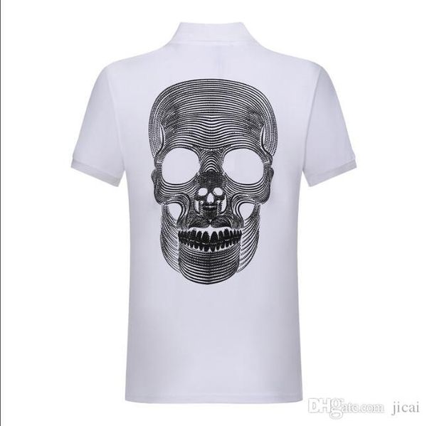 

wholesale leisure time men's wear cotton large-size short-sleeved t-shirt summer lapel polo shirt phillip plain designer #6887, White;black