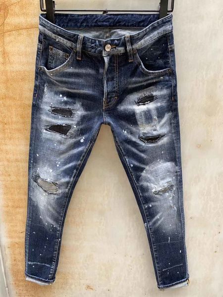 

мужские дизайнерские джинсы denim jean черные рваные брюки pour hommes men s italy fashion brand байкер мотоцикл рок возрождение джинсы высо, Blue