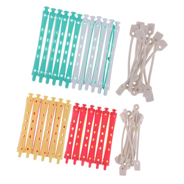 

24 pieces salon perm rods hair roller with rubber band curling hairdressing styling perming tool set