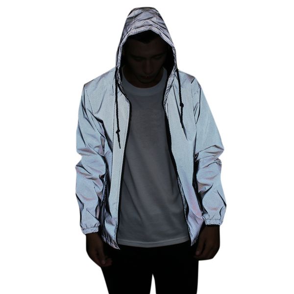 

feitong 2019 new jaqueta reflective jacket men women harajuku windbreaker jackets hooded streetwear coat, Black;brown