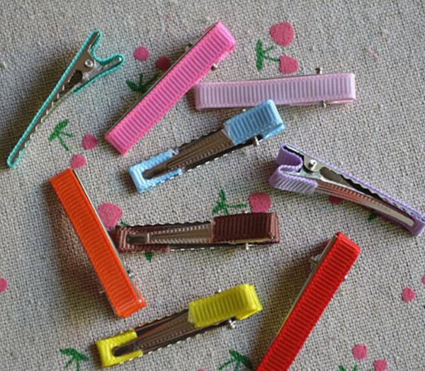 Accessori per capelli fai -da -te da 20 pezzi da 4 cm Accessori per alligatore coperto di nastro mini rettangolo denti a buon mercato per la bambina caupola per la bambina abbigliamento da testa fj3227