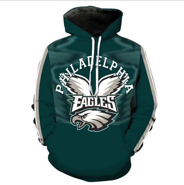 

2019 men hoodie philadelphia eagles 3d full print man hooded sweatshirt casual pullover hoodies long sleeves sweatshirts, Black