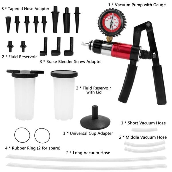 

professional handheld brake bleeder tester set vacuum pump car motorbike self vacuum pump kits brake bleeder screw adapter
