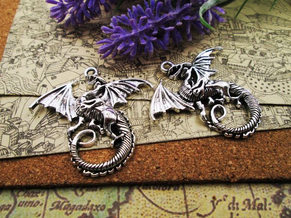 

12pcs--44*47mm huge large flying dragons charms tibetan silver plated pendants antique jewelry making diy handmade, Bronze;silver
