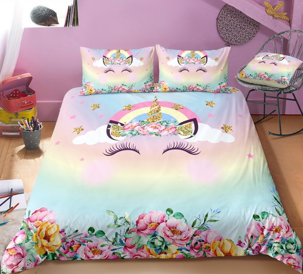 Cute Unicorn Bedding Set For Kids Girls Gifts Twin Full Queen King