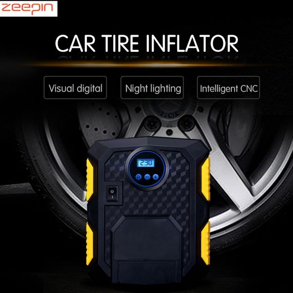 

electric dc 12v auto car portable air compressor pump tire inflator with led light and digital pressure gauge
