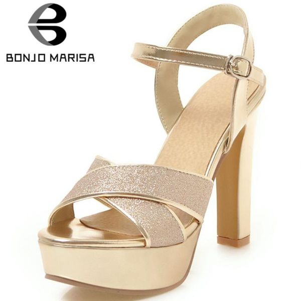 

bonjomarisa new party classic gold platform fashion elegant high heels sandals women 2020 summer dating shoes woman, Black