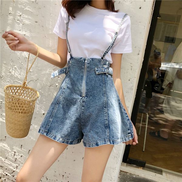 

2019 new summer fashion women slim high waist jean shorts front and back wear wide leg short for female, Blue