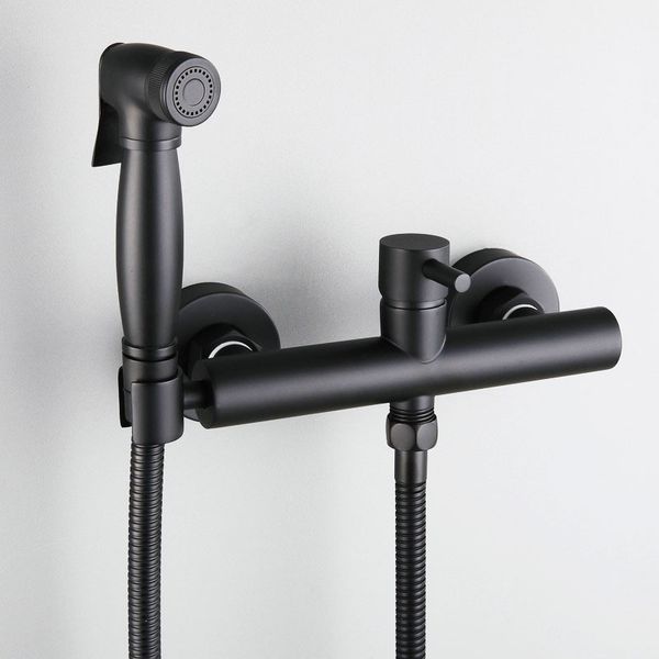 

matte black/chrome brass bathroom shower bidet toilet sprayer kit and cold mixer valve taps wall mounted bidets faucet