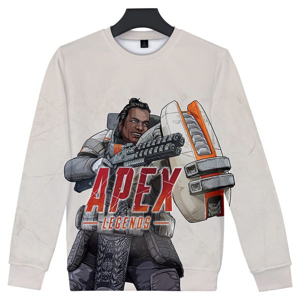 

apex legends casual long-sleeved shirt men's round neck pullover casual sweatshirt hip-hop streetwear men and women sweatshirt, Black