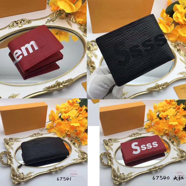 

m67541p60 2020 european style wallet fashion men mini purse material wallets multi-card open card purses fold famous, Red;black