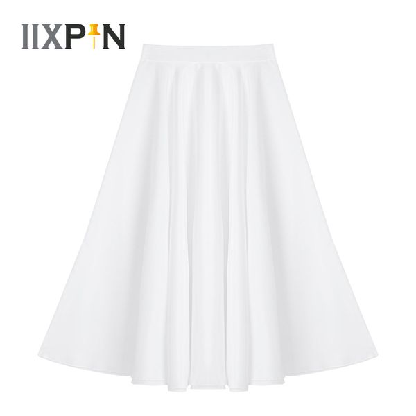 

iixpin teenager kids long maxi full circle skirt for performance celebration of spirit praise dance school girls tutu skirts, Black;red