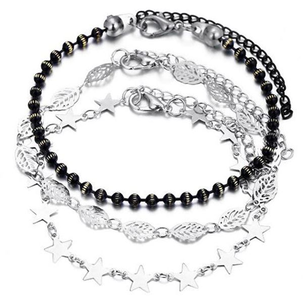 

ocean beach многослойные лодыжки браслет бисер звездный лист браслеты для женщин блестки бусы лодыжки цепи браслет ноги, Red;blue