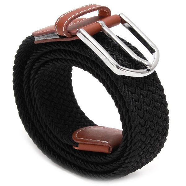 

new fashion army tactical belt men elastic knitted belt metal buckle waist strap 6 colors, Black;brown